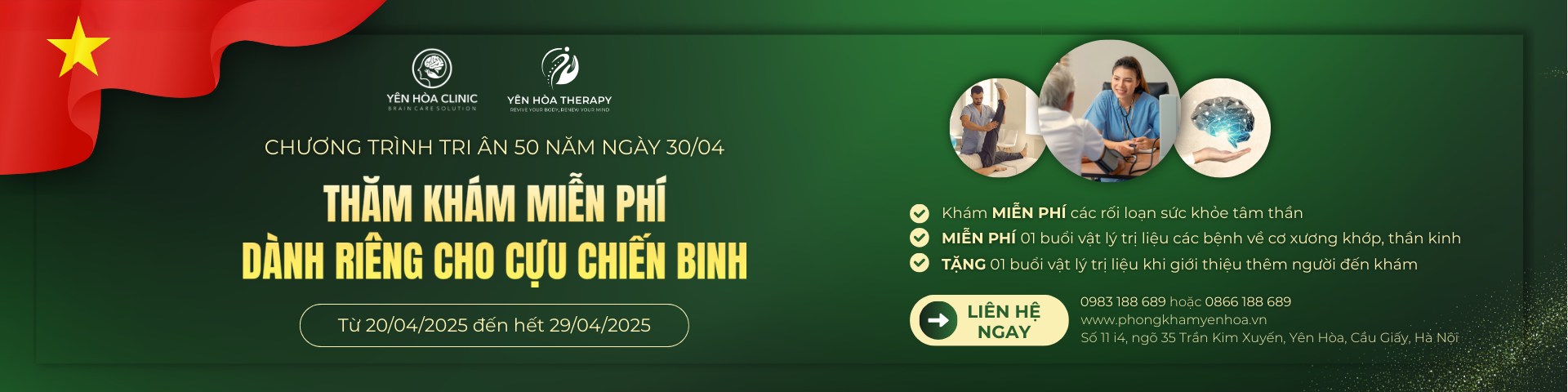 Banner chương trình thăm khám miễn phí dành cho cựu chiến binh